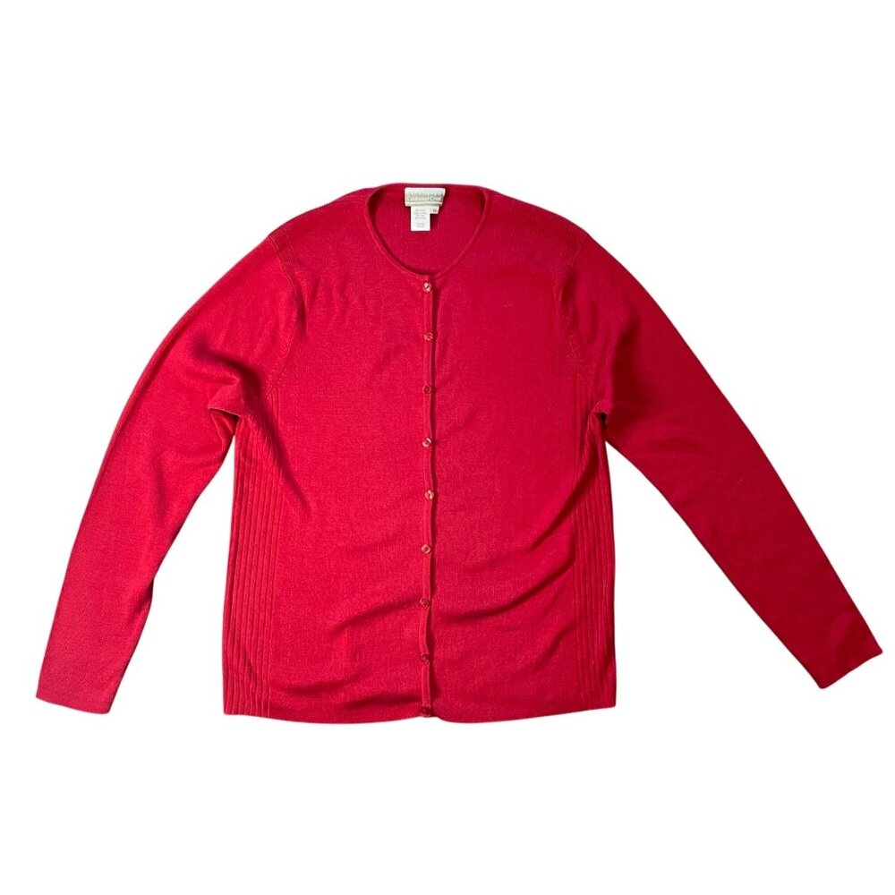 NWOT Coldwater Creek, red Cardigan, Size M, Button up 70% Silk Blend Sweater NEW